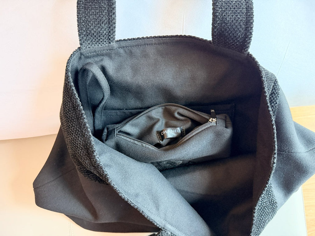 Chanel CocoBeach Black Tote Bag — detail