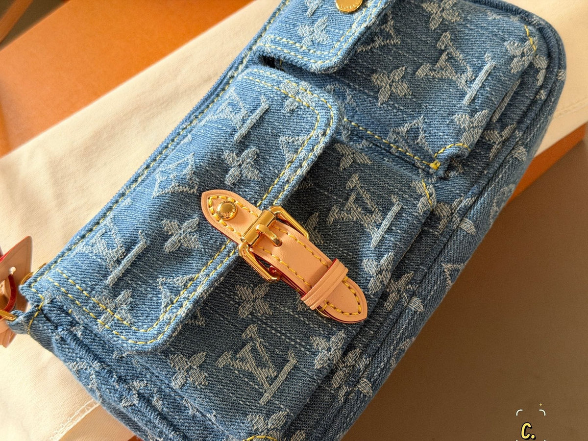 Louis Vuitton Cargo Monogram Denim Shoulder Bag — detail