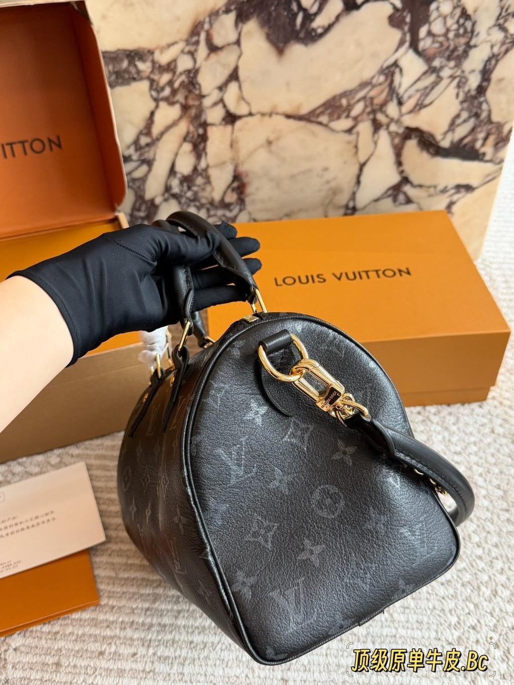 Louis Vuitton Speedy Monogram Chain Handbag — side