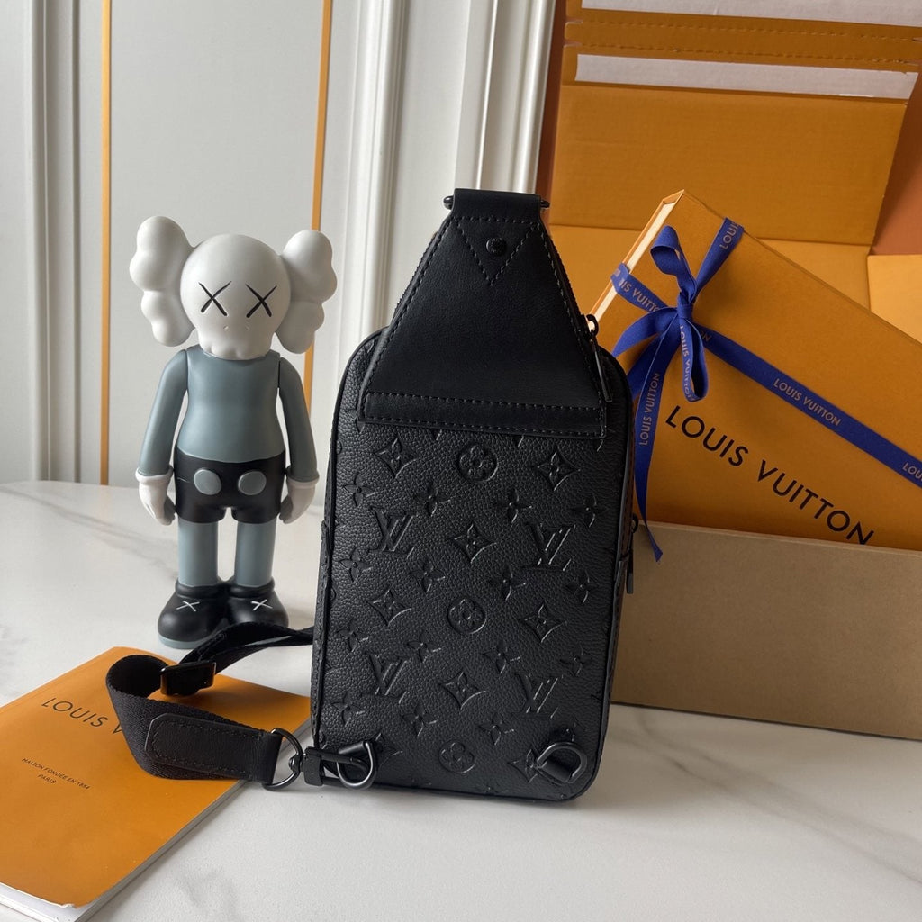 Louis Vuitton Avenue Sling Bag PM in Black Embossed Leather — back