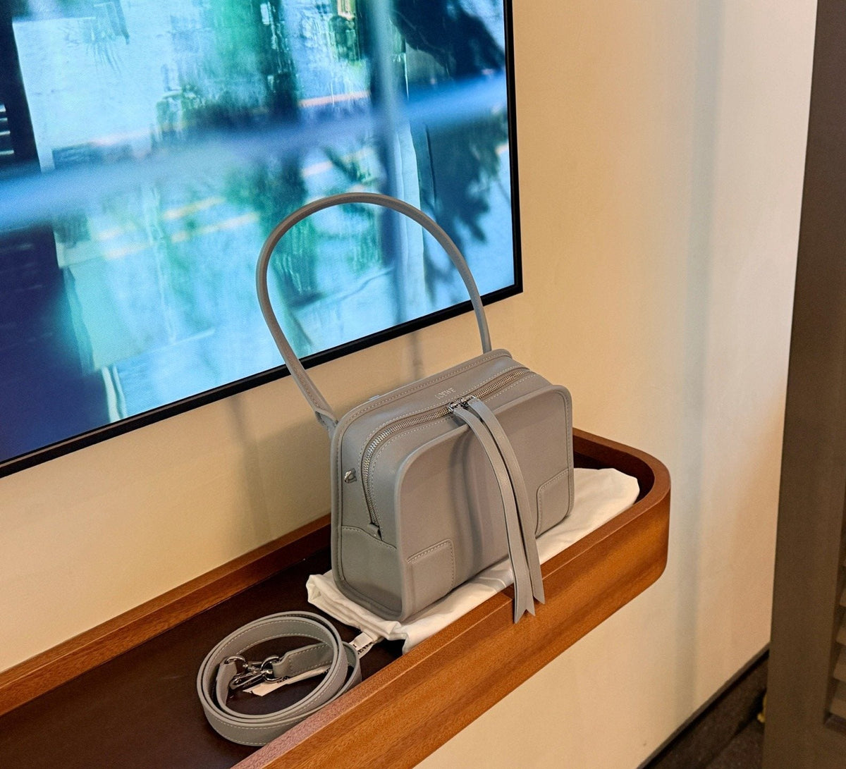 Loewe Amazona180 Light Gray Handbag — side