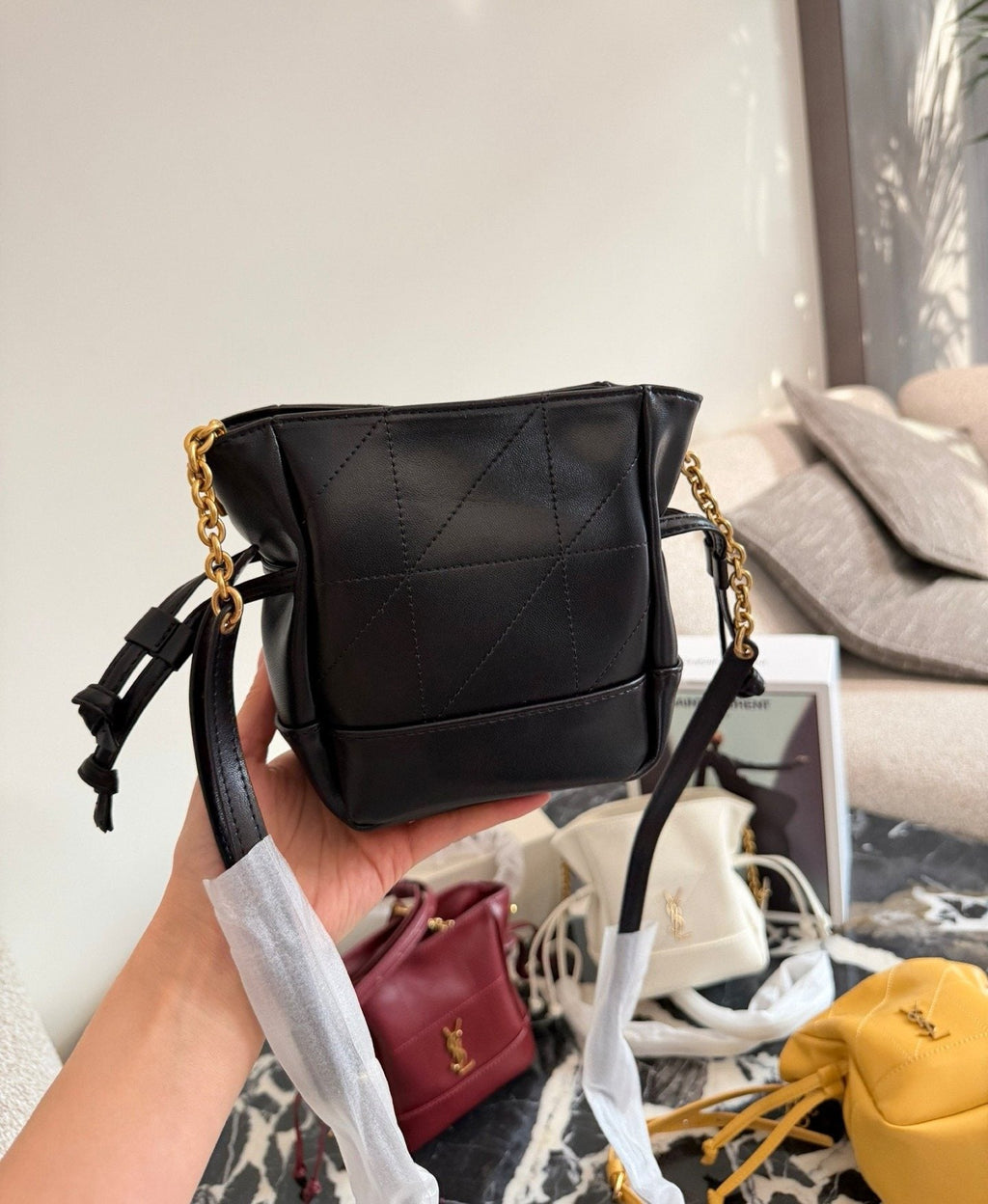Saint Laurent Jamie Drawstring Shoulder Bag — back
