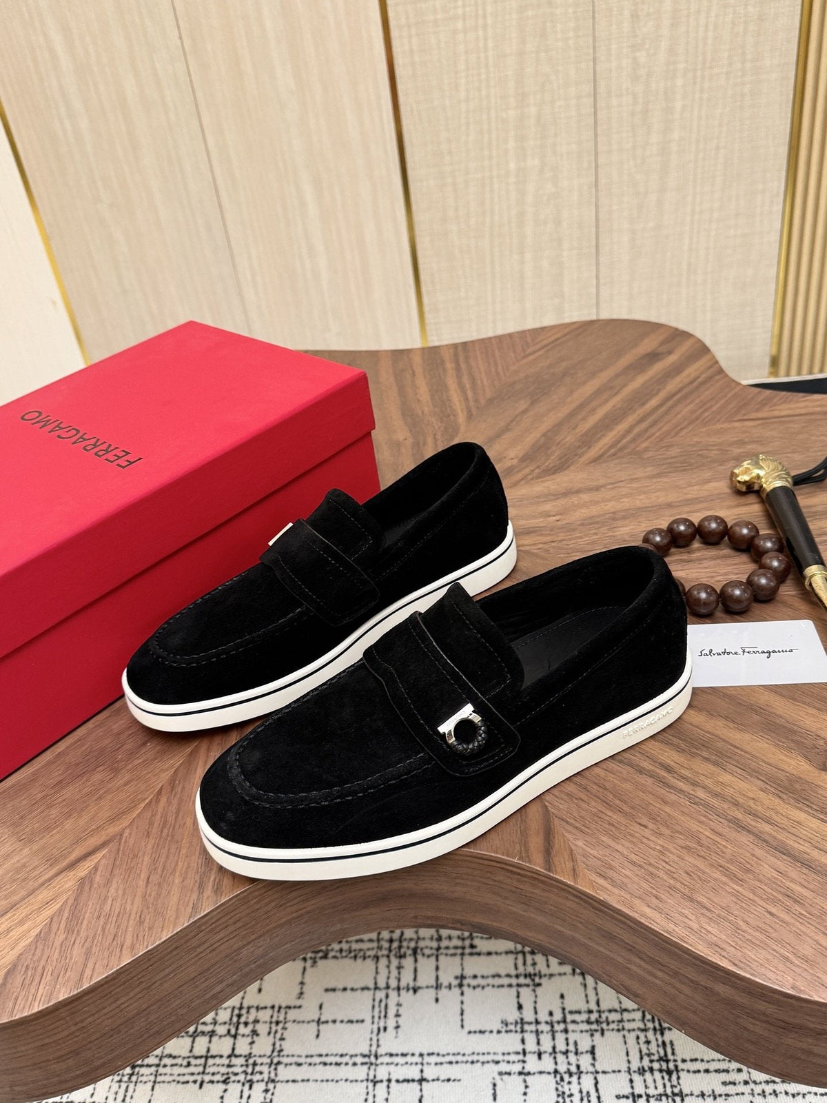 Salvatore Ferragamo Men's Textured Slip-On Loafers — hero