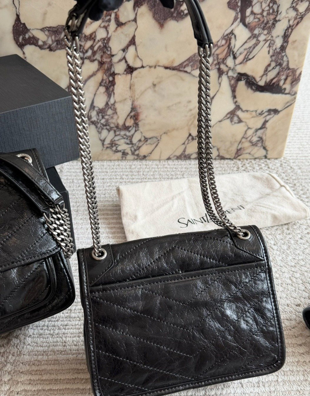Saint Laurent Niki Quilted Flap Shoulder Bag — back