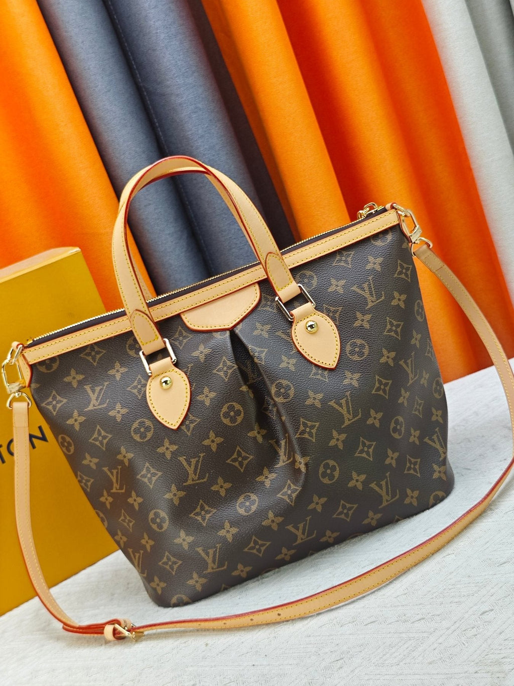Louis Vuitton Pleated Monogram Canvas Handbag — front