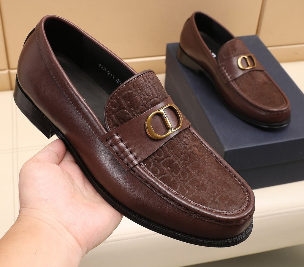 Dior Textured Buckle Loafers — front