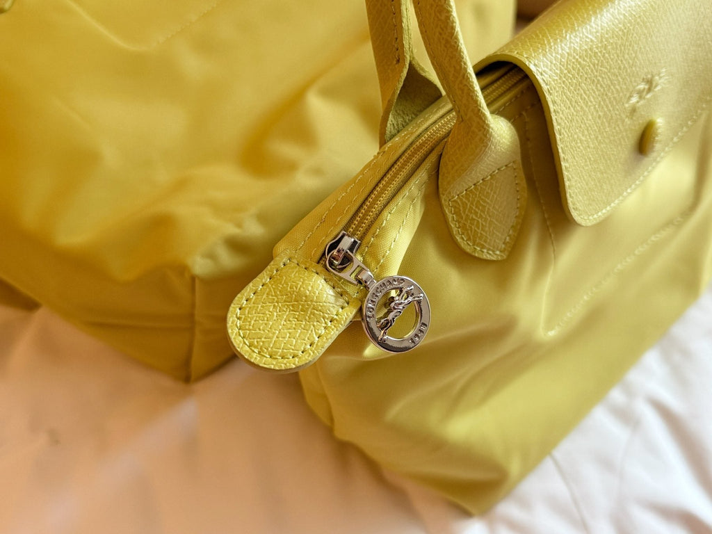 Longchamp Nylon Top-Handle Bag with Rounded Snap Flap — detail