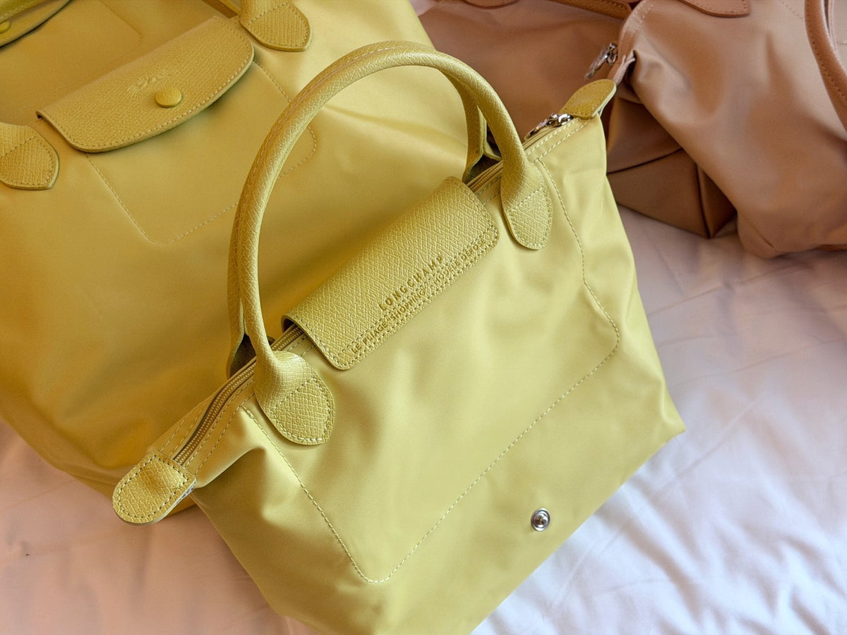 Longchamp Nylon Top-Handle Bag with Rounded Snap Flap — back