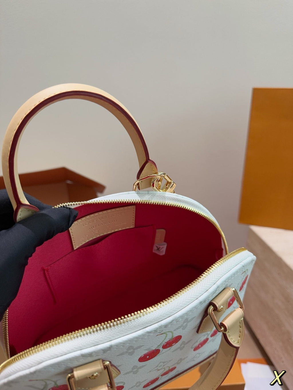 Louis Vuitton Alma BB Cherry Print Handbag — front
