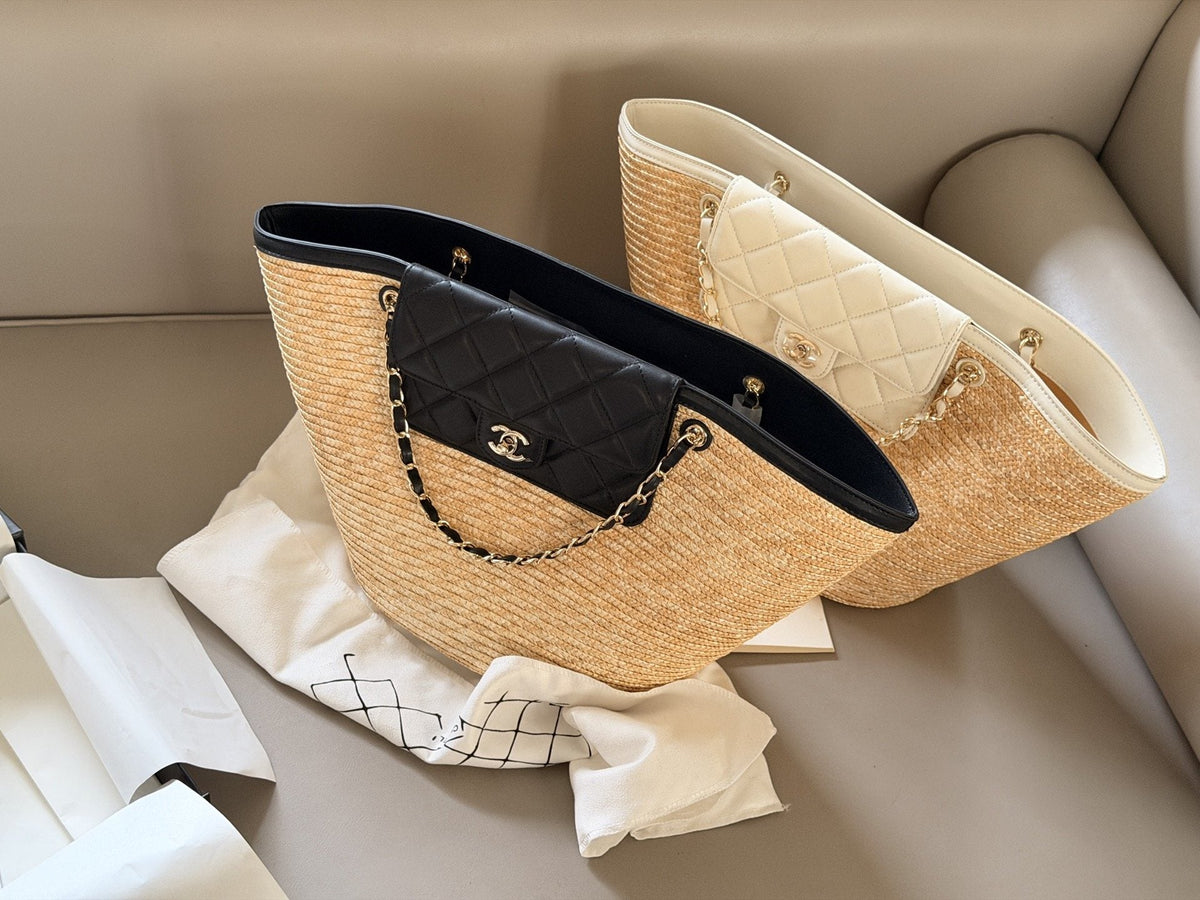 Chanel Woven Basket Bag with Quilted Flap — hero