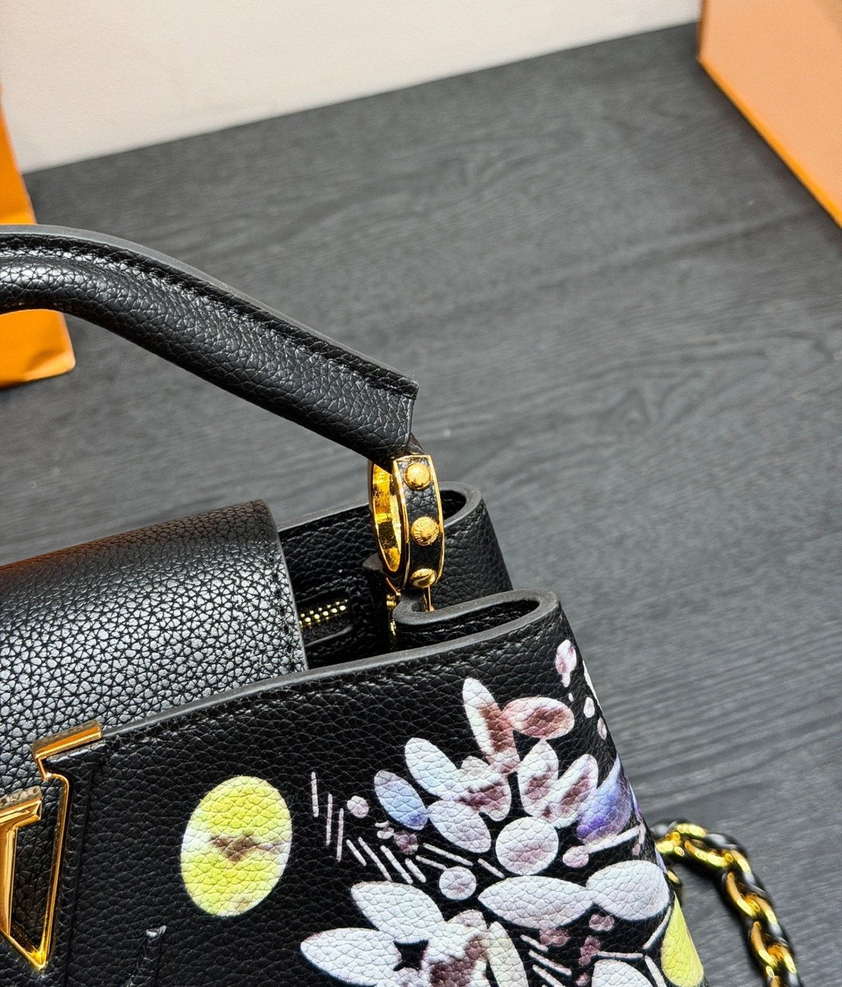 Louis Vuitton Capucines Floral Top-Handle Handbag — detail