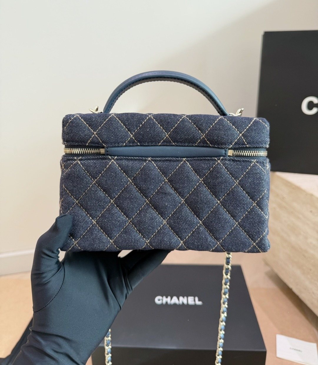 Chanel Diamond-Quilted Top Handle Vanity Bag — back