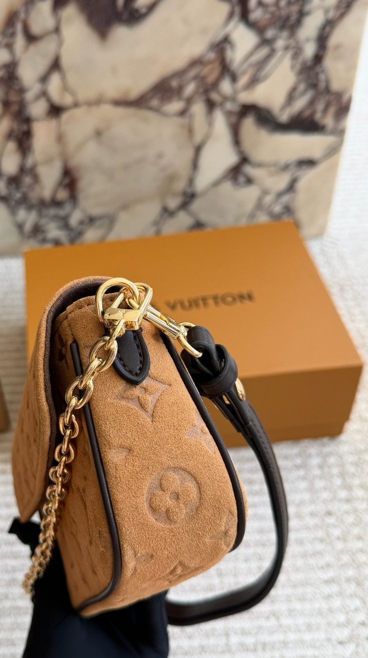 Louis Vuitton Tan Embossed Baguette Shoulder Bag — side