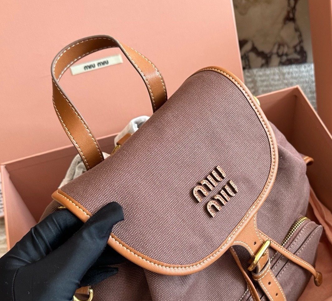 Miu Miu Canvas Flap Backpack — detail