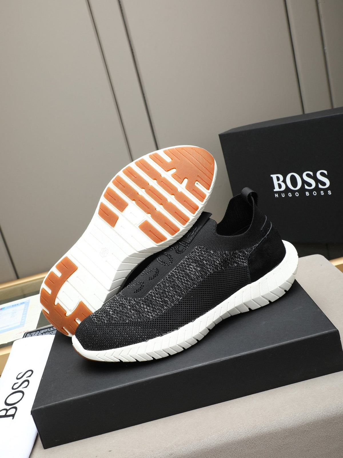 Hugo Boss Textured Slip-On Sneakers — front