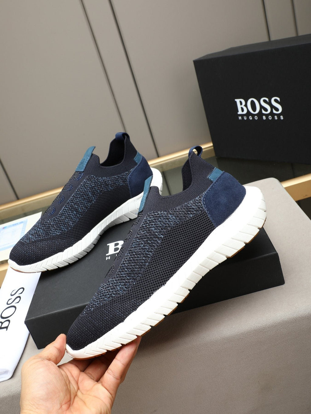 Hugo Boss Textured Slip-On Sneakers — model