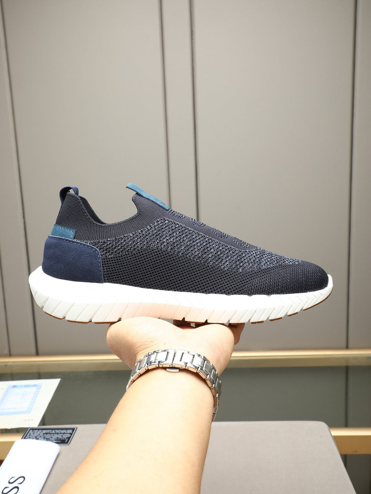 Hugo Boss Textured Slip-On Sneakers — model