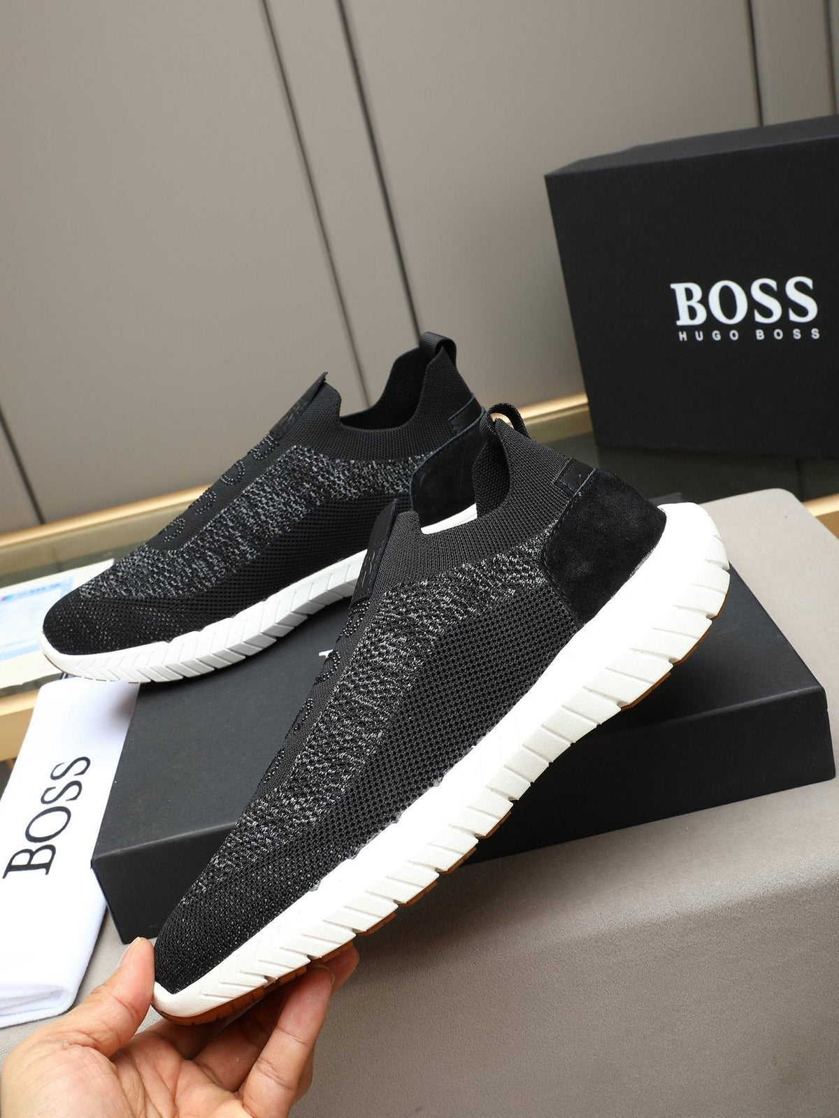 Hugo Boss Textured Slip-On Sneakers — side