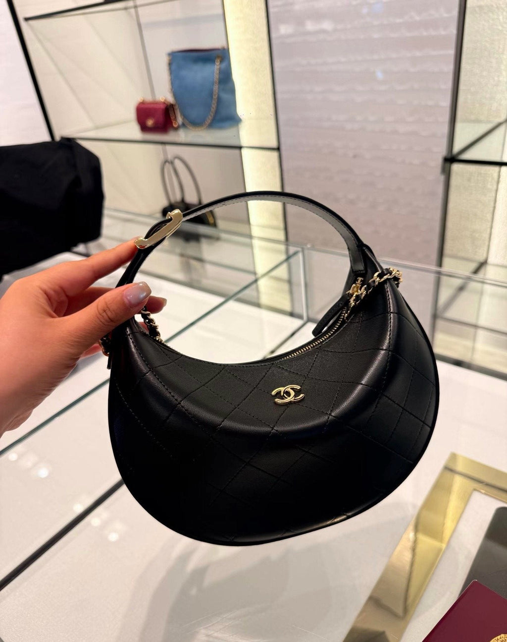 Chanel Quilted Crescent Chain Handbag — hero