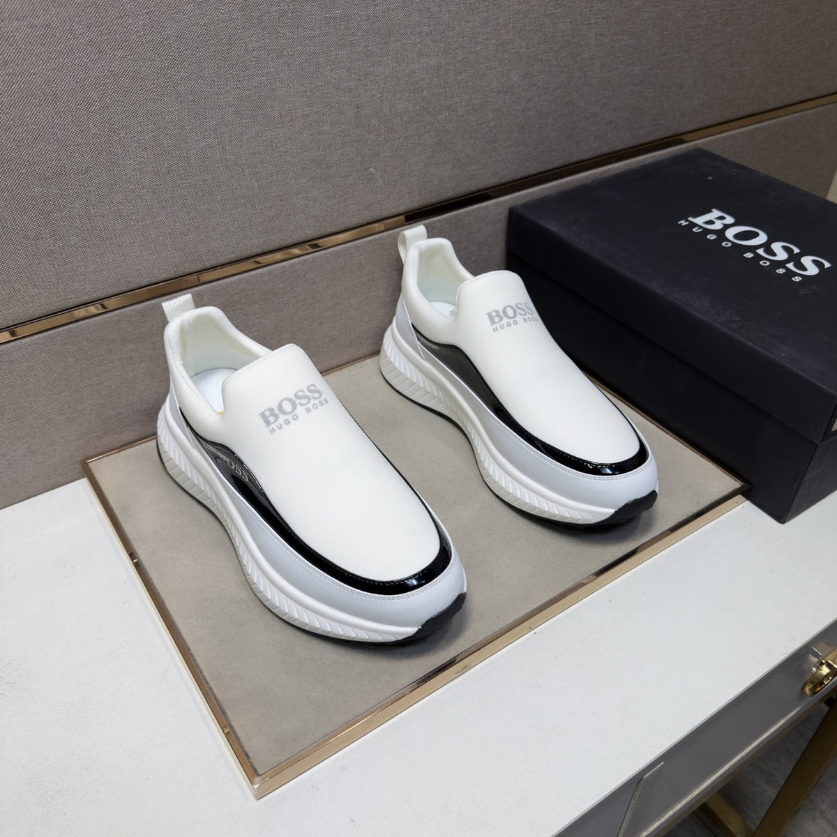 BOSS Men's Contrast-Trim Slip-On Sneakers — front