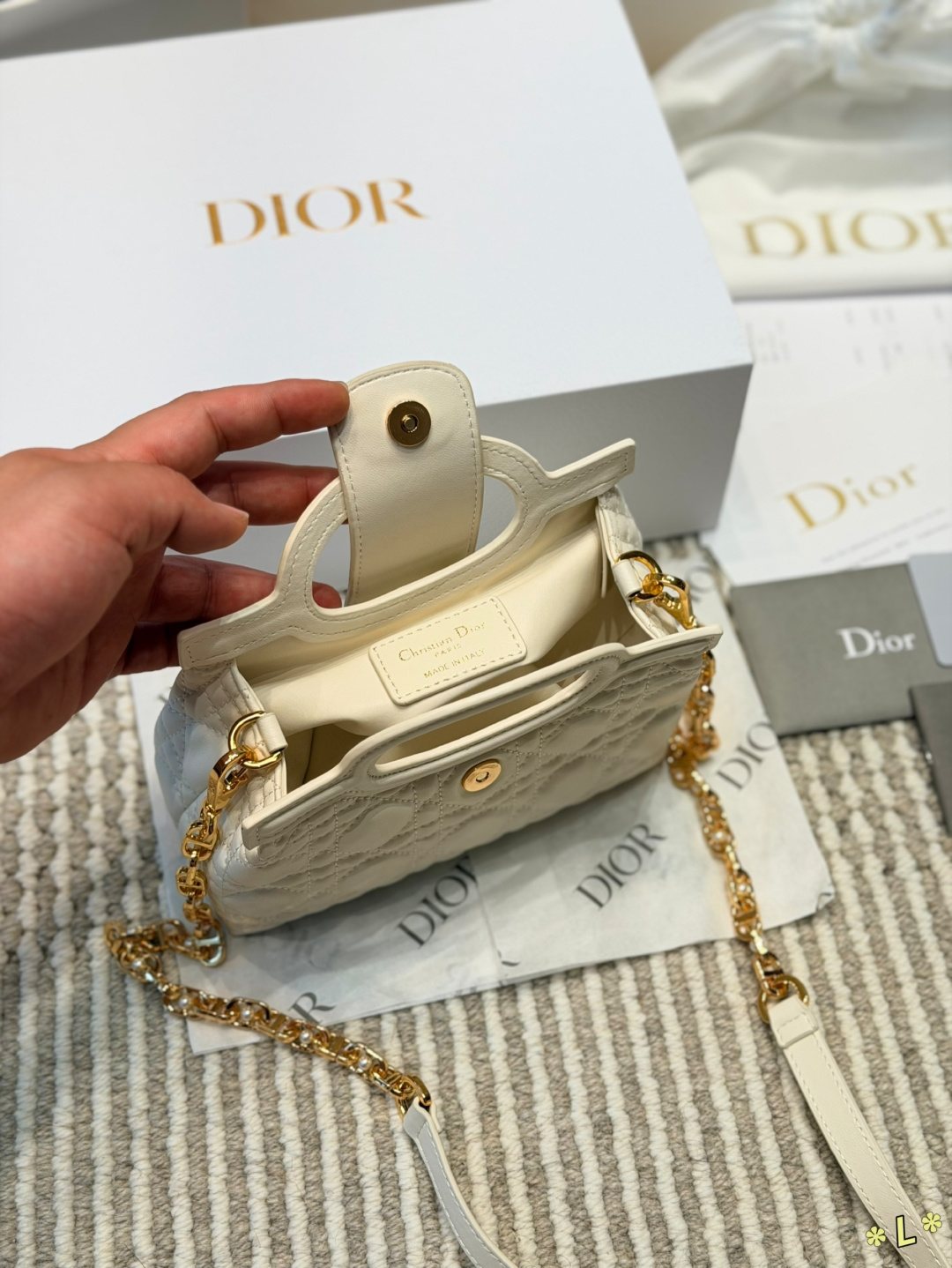 Dior Jolie Quilted Top-Handle Bag — front