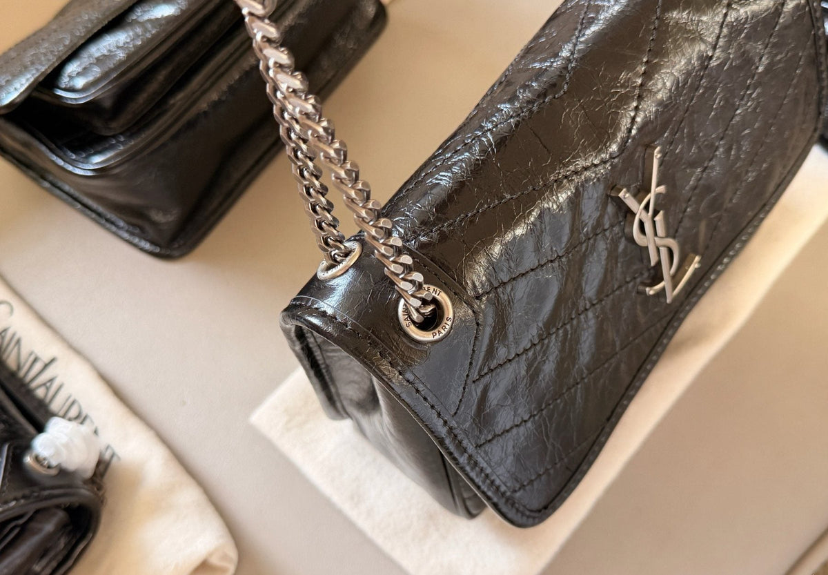Saint Laurent Niki Chevron-Quilted Shoulder Bag — detail