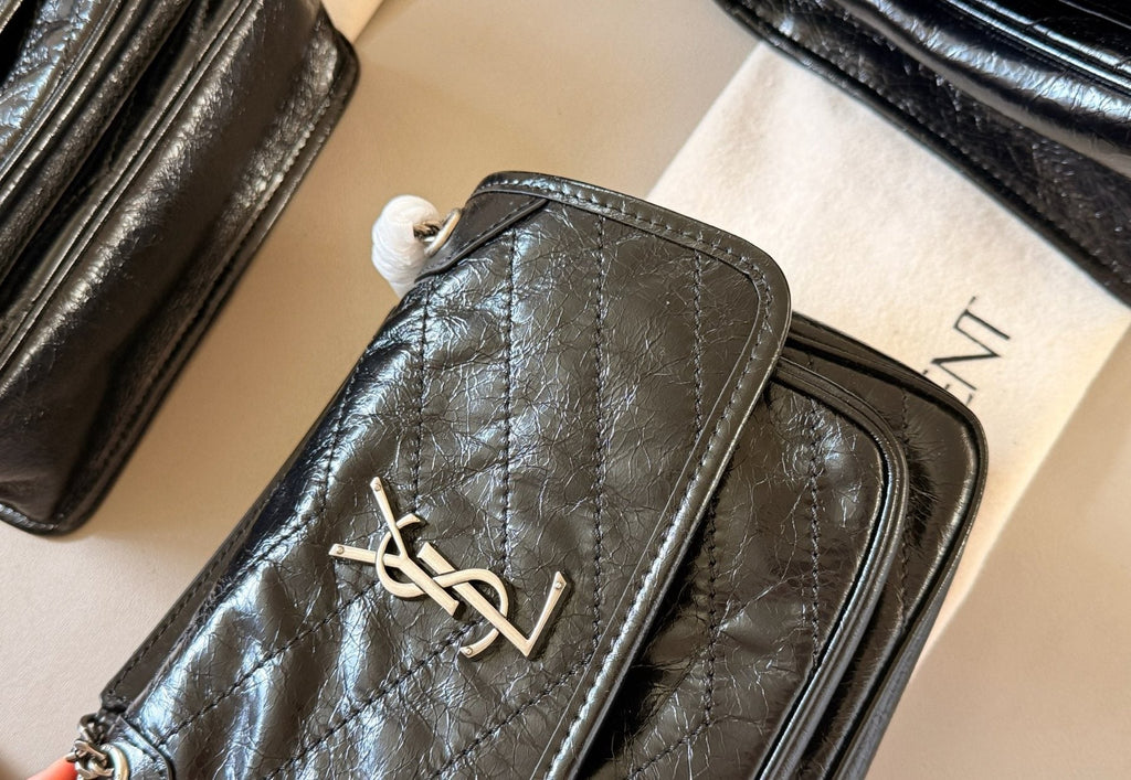 Saint Laurent Niki Chevron-Quilted Shoulder Bag — detail