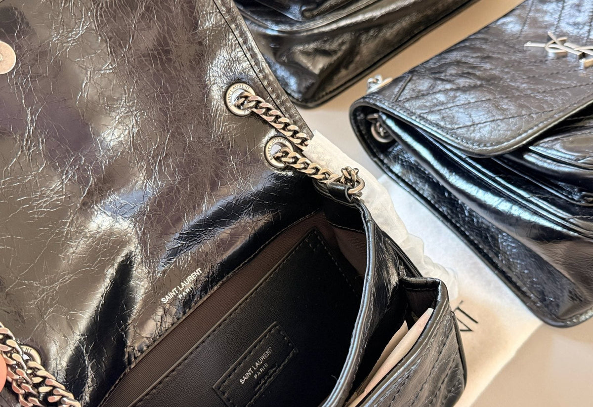 Saint Laurent Niki Chevron-Quilted Shoulder Bag — detail