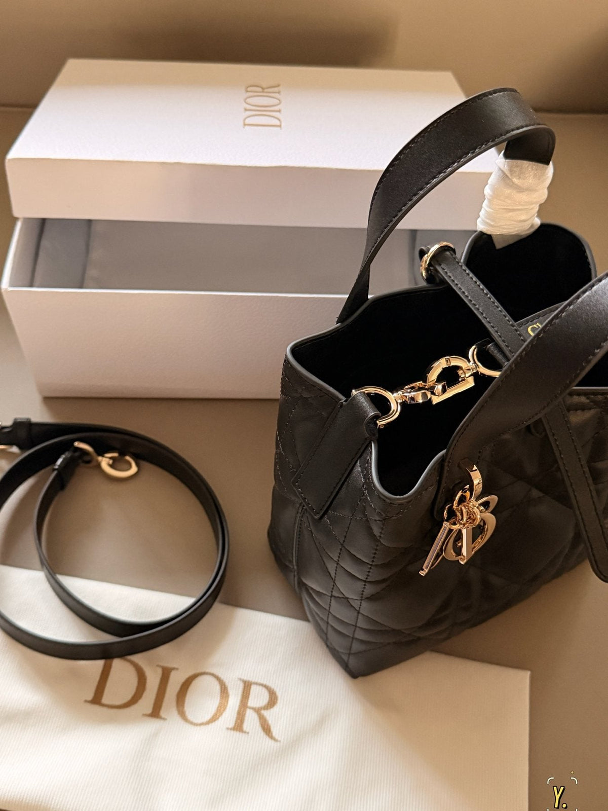 Dior Toujours Quilted Top-Handle Handbag — detail