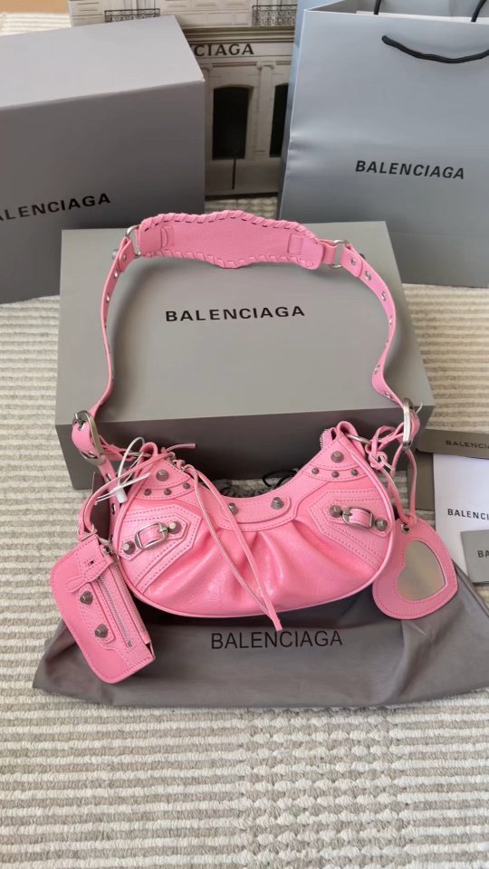 Balenciaga Le Cagole Studded Crescent Shoulder Bag — hero