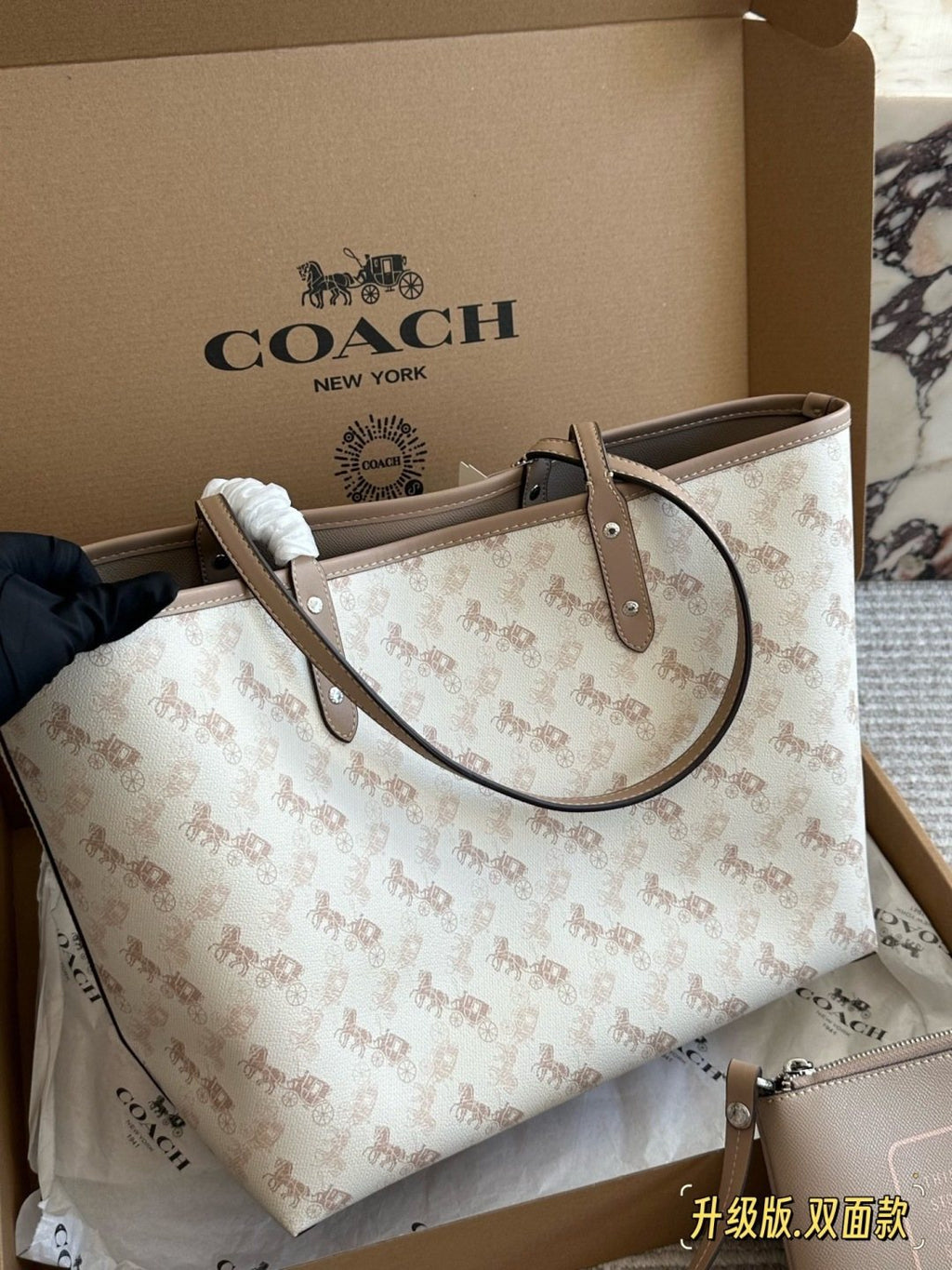 Coach City Patterned Tote with Zip Pouch — front