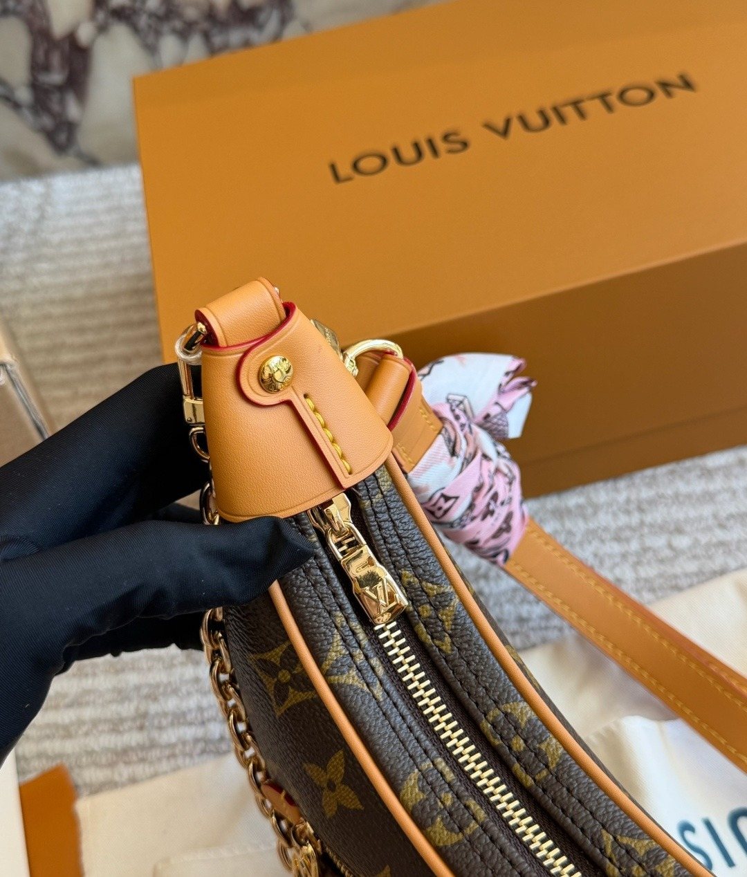 Louis Vuitton Loop Monogram Crescent Shoulder Bag — detail