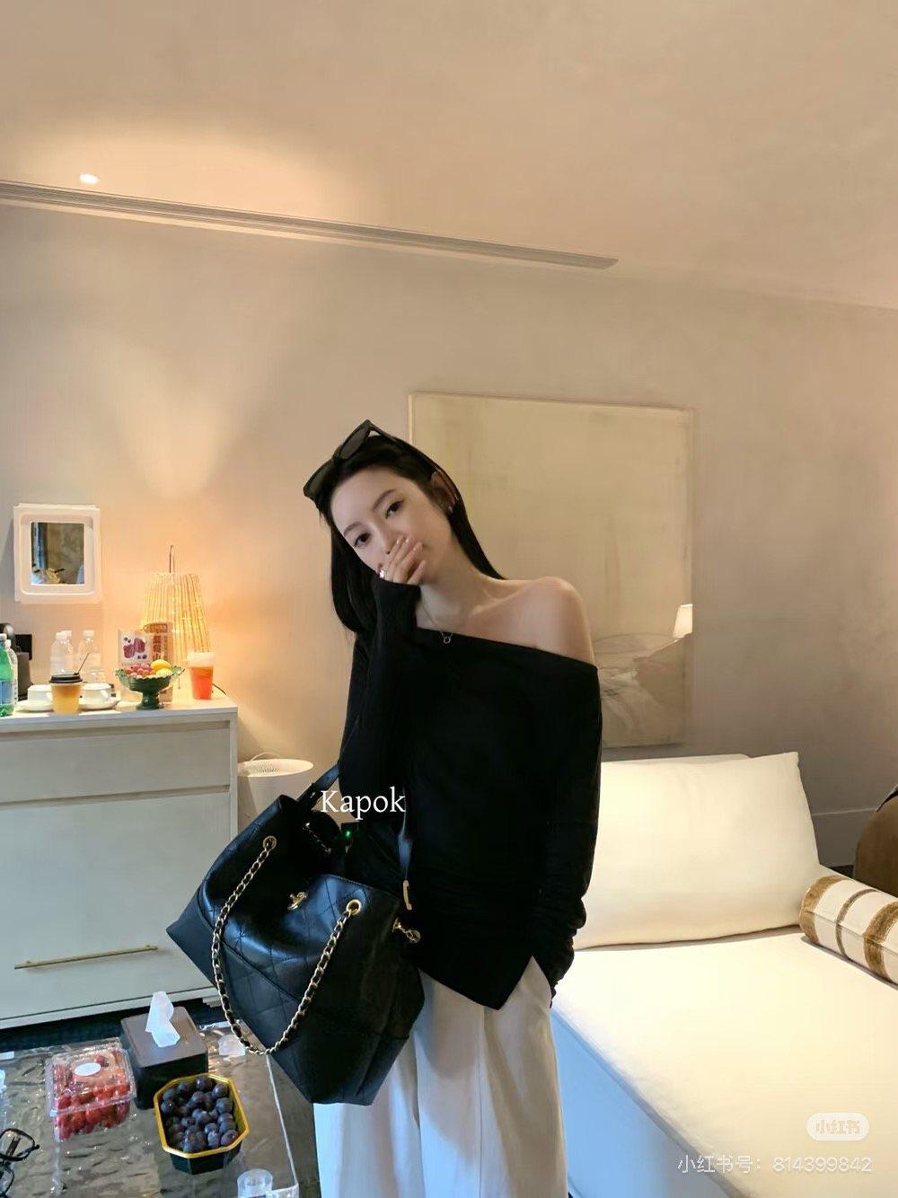 Chanel Quilted Hobo Bag with Draped Chain — model