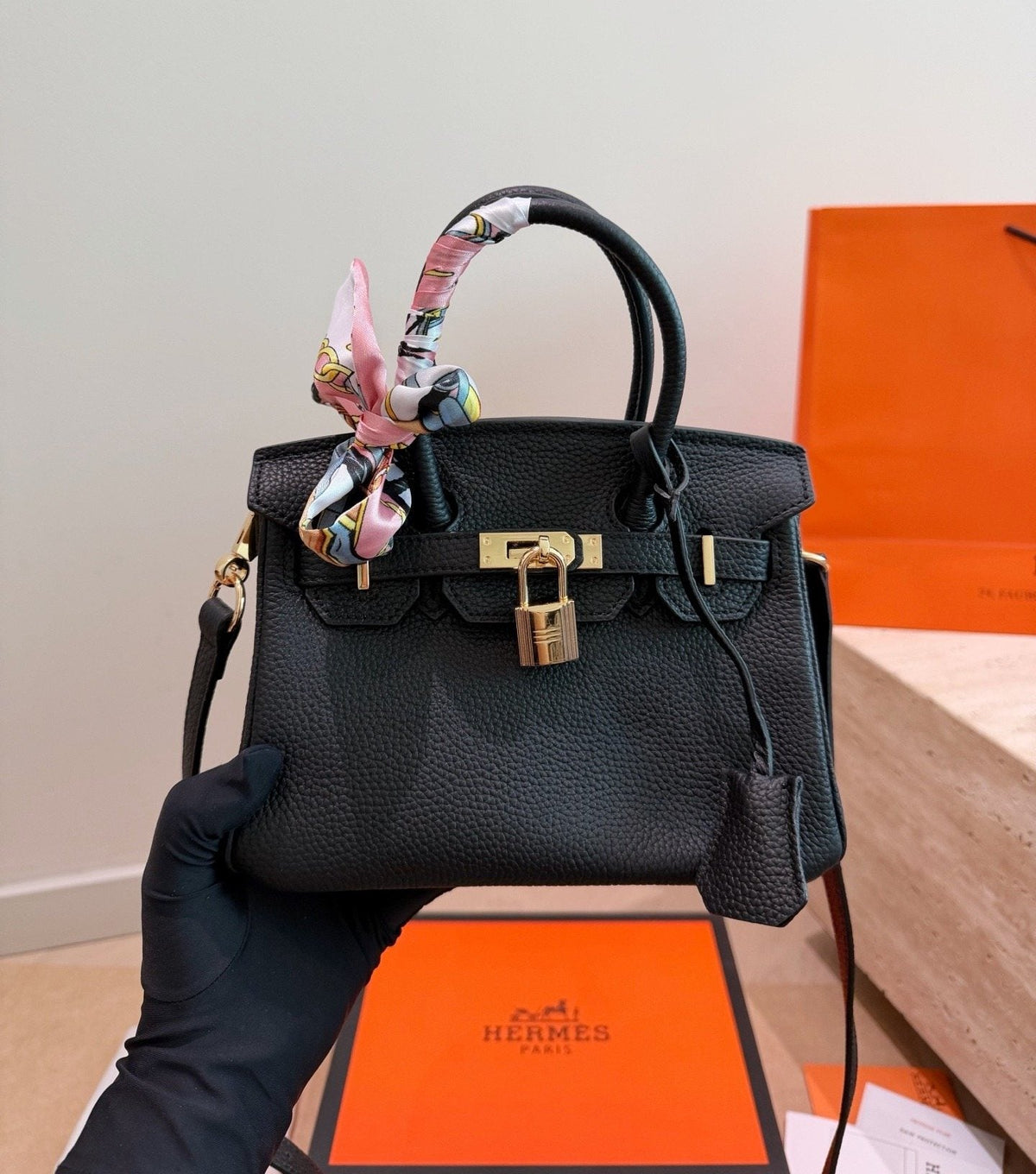 Hermès Grained Leather Top Handle Bag — front
