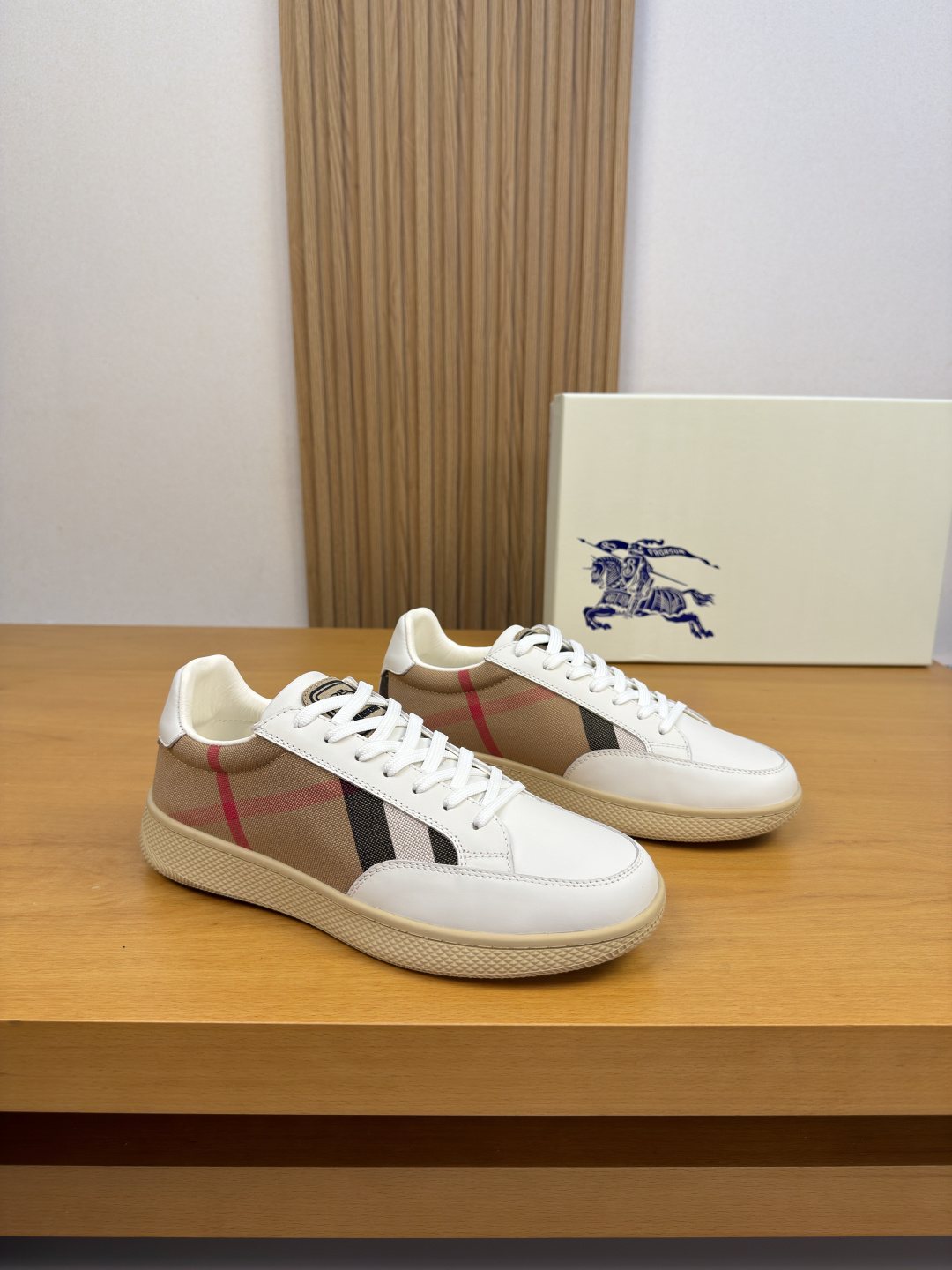 Burberry Check-Panel Low-Top Sneakers — front