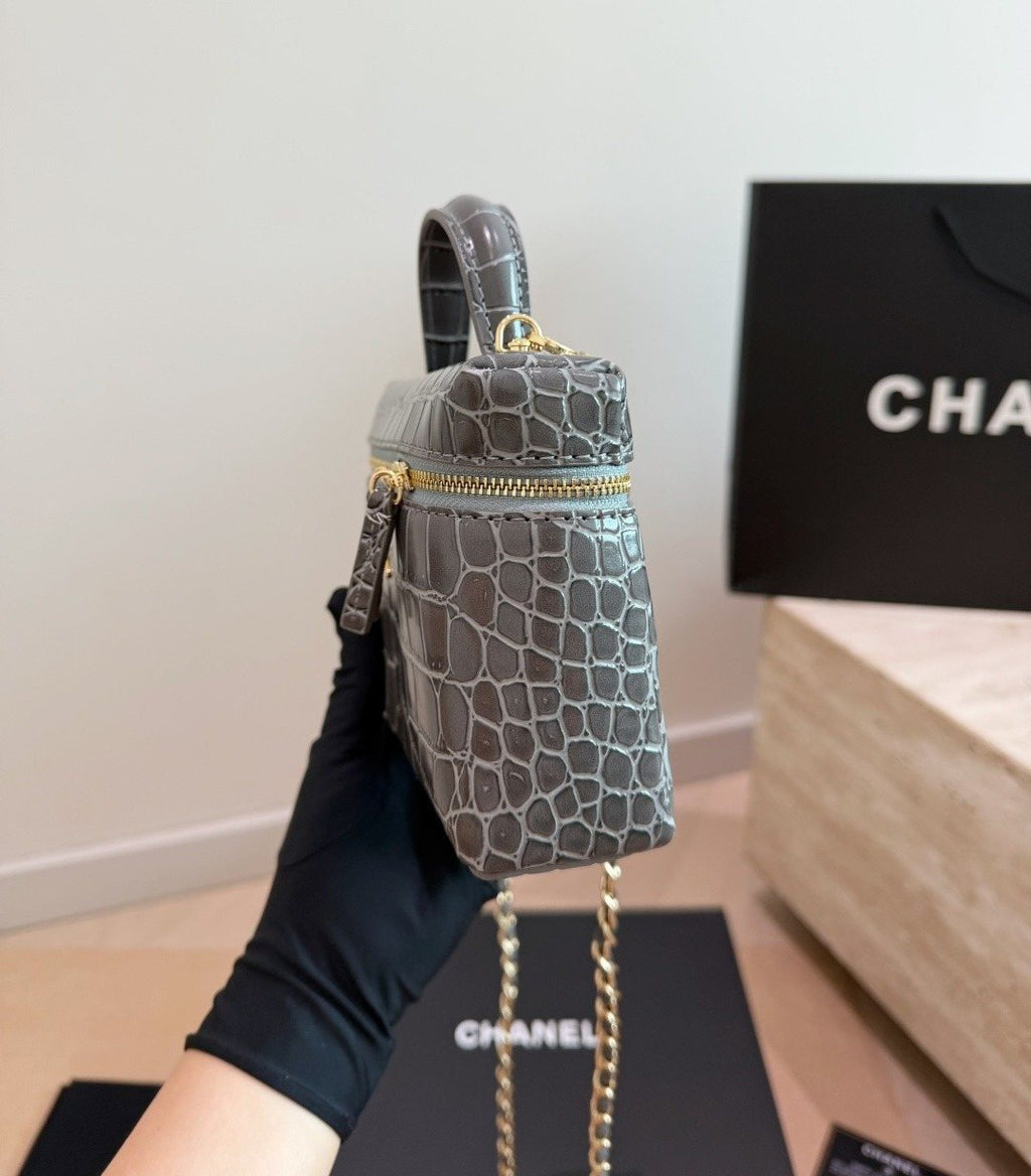 Chanel Crocodile-Embossed Top Handle Vanity Bag — side