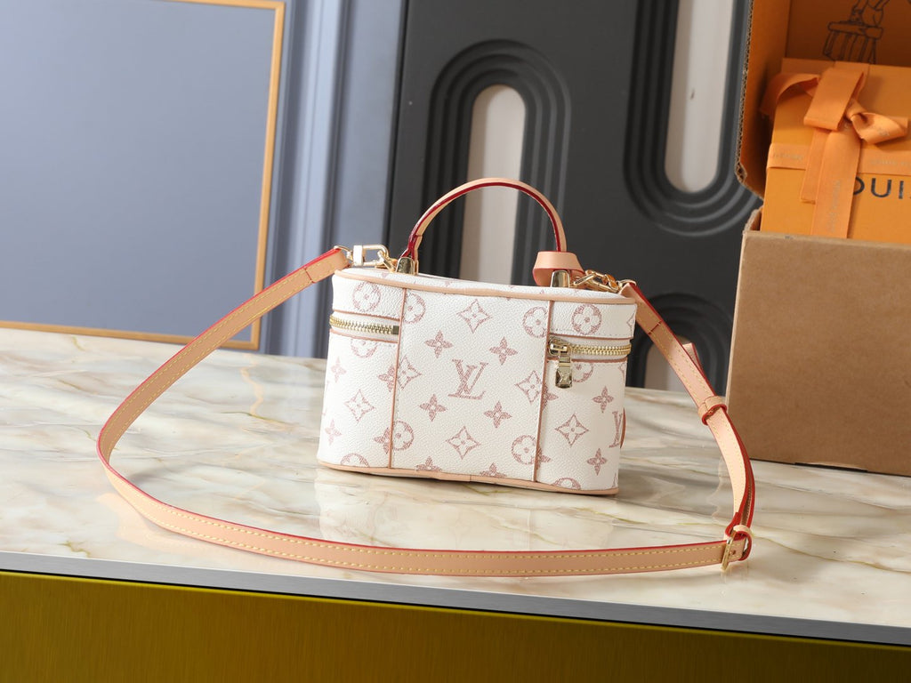 Louis Vuitton Vanity Chain Pouch in Cream and Pink Monogram — back