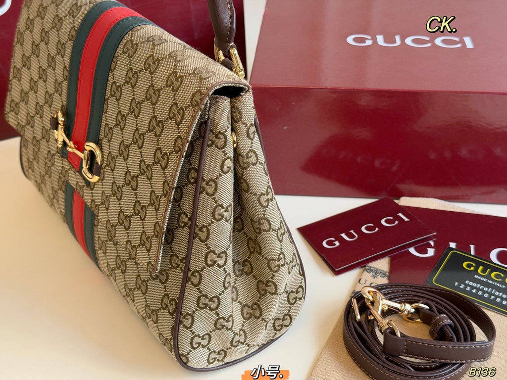 Gucci Paparazzo Monogram Horsebit Top-Handle Bag — side