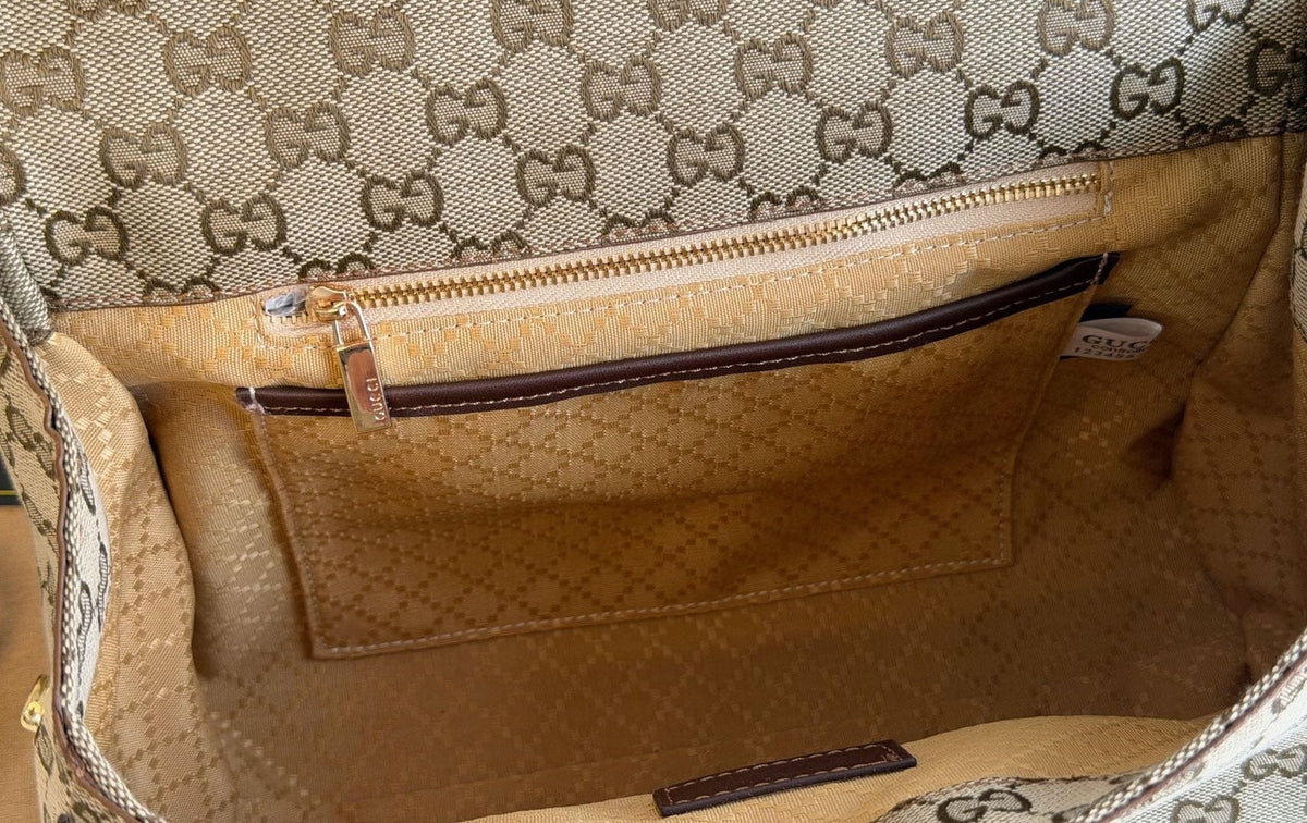 Gucci Paparazzo Monogram Horsebit Top-Handle Bag — detail