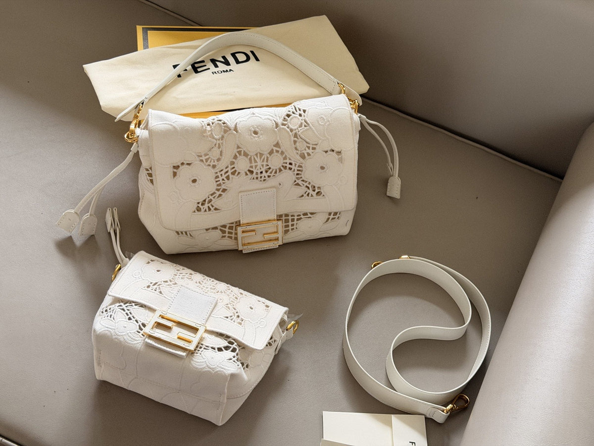 Fendi Mama Baguette Floral Openwork Shoulder Bag — hero