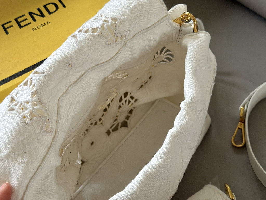 Fendi Mama Baguette Floral Openwork Shoulder Bag — detail