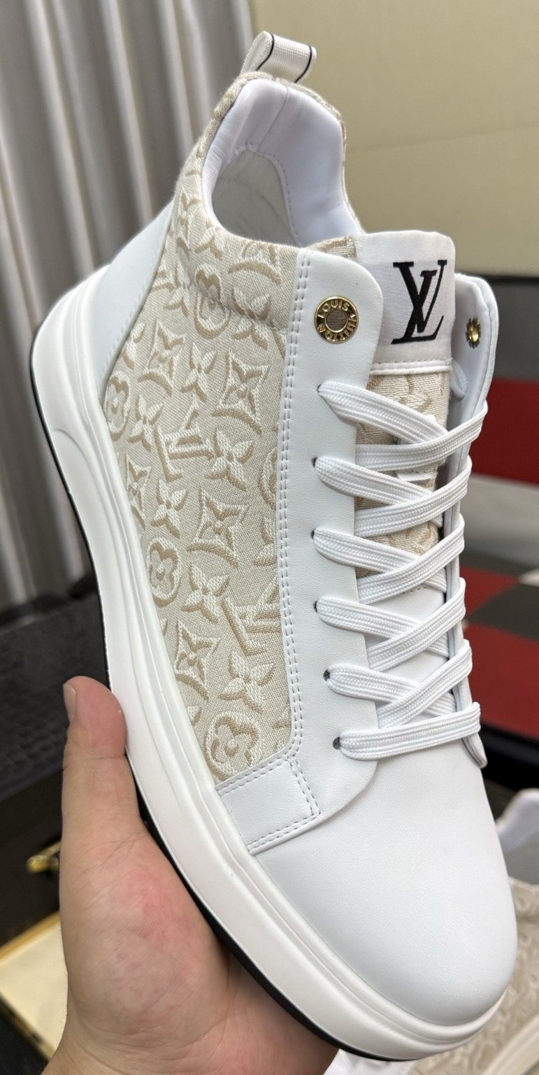 Louis Vuitton Patterned Panel High-Top Sneakers — hero