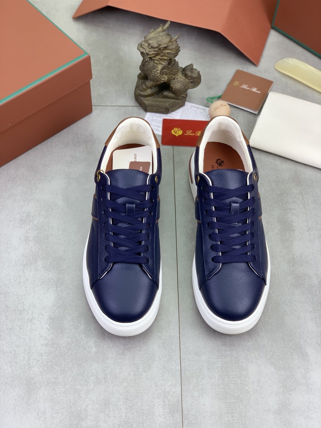 Loro Piana Contrast-Trim Low-Top Sneakers — front
