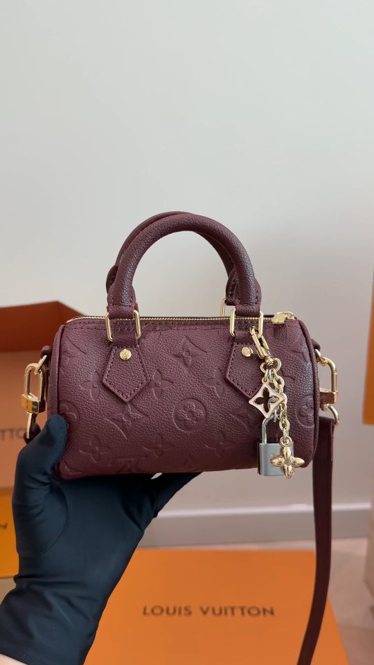 Louis Vuitton Speedy Nano Burgundy Monogram Empreinte Bag — hero