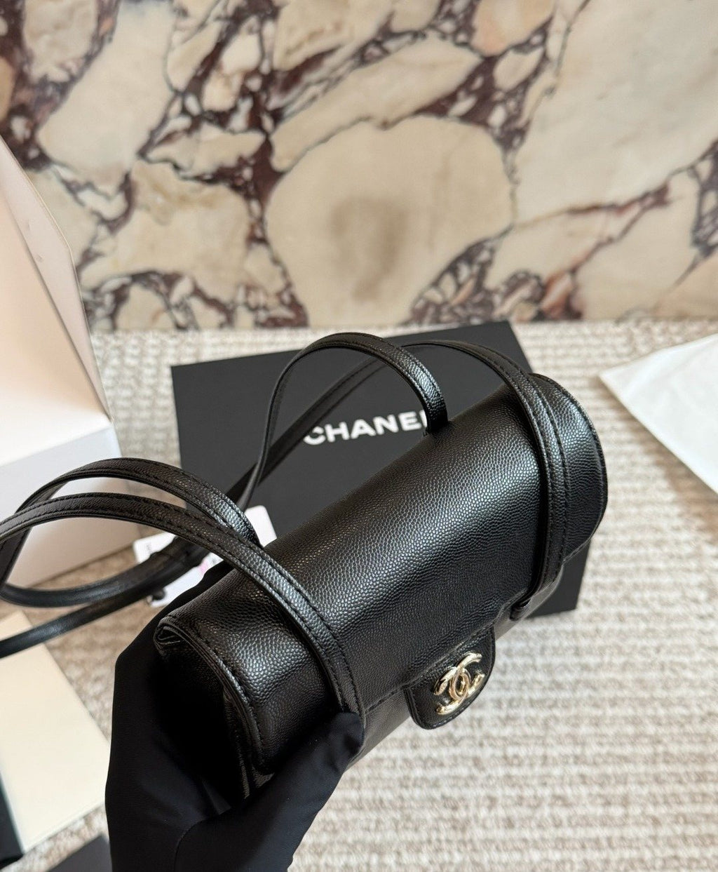 Chanel Jennie Pebbled Flap Backpack — side