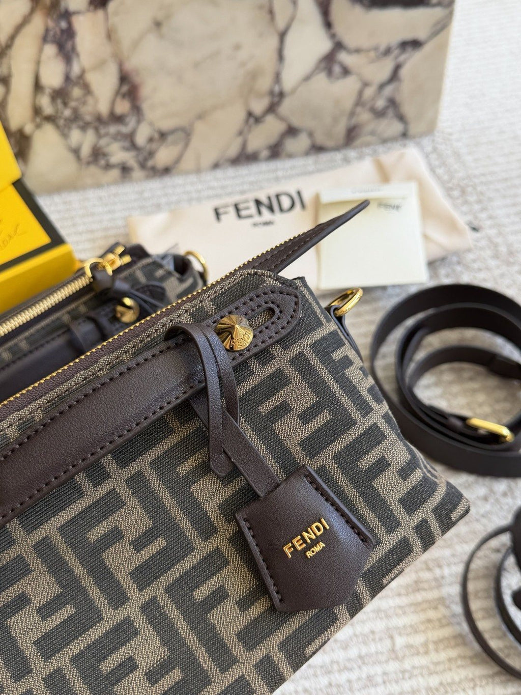 Fendi Framed Monogram Top-Handle Shoulder Bag — detail