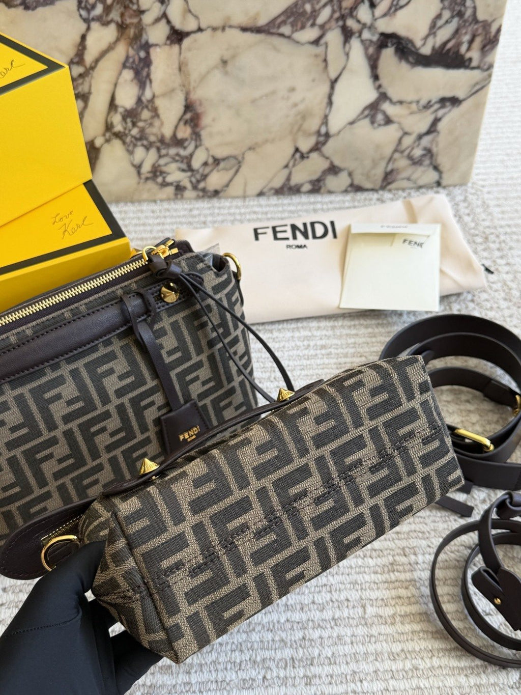 Fendi Framed Monogram Top-Handle Shoulder Bag — front