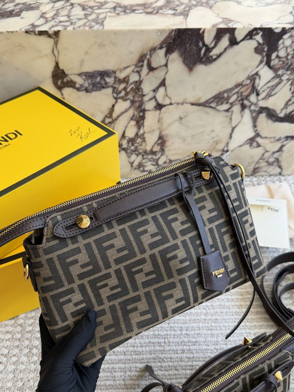 Fendi Framed Monogram Top-Handle Shoulder Bag — front