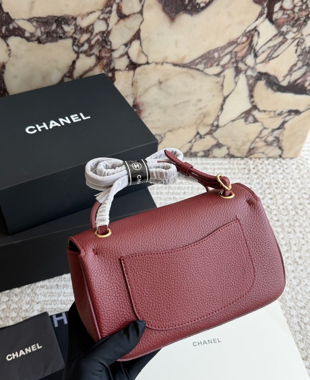 Chanel Maxi Flap Leather Shoulder Bag — back