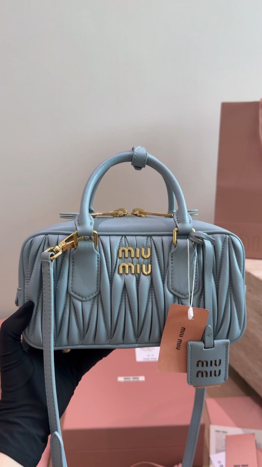 Miu Miu Gathered Bowling Top-Handle Bag — front